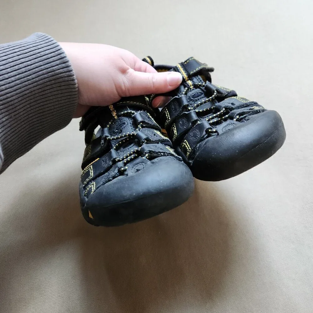 KEEN Black Yellow Strappy Outdoor Sandals